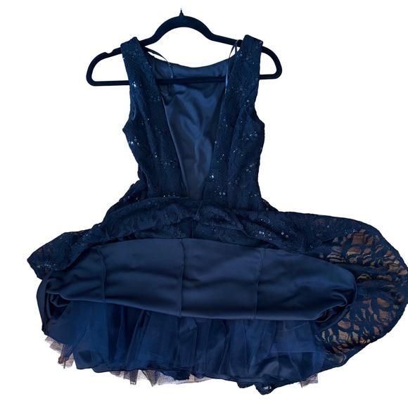 B. Darlin Womens Dress Sz 5/6 Black Lace Sequin Whimsigoth Fairy LBD Y2K Grunge - Picture 6 of 10